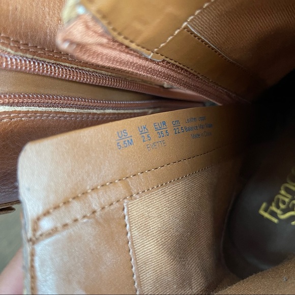 NWOT Franco Sarto Hard Finished Leather Boots 2in heels, side zip, brown - Picture 8 of 14